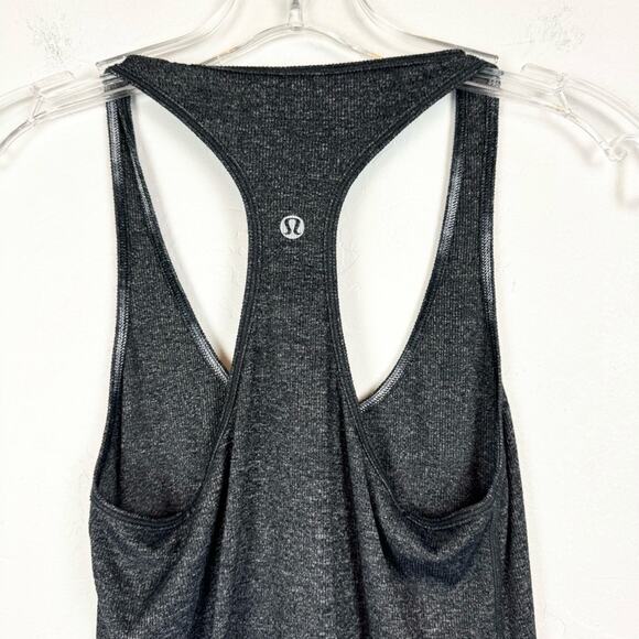 Lululemon Cool Racerback Heathered Deep Coal/Black Tank Top Size S/M Active Gym - Picture 5 of 6